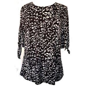 NEW WEST LOOP,  POLYESTER/SPANDEX, FUN TOP WITH TIES AT SLEEVE